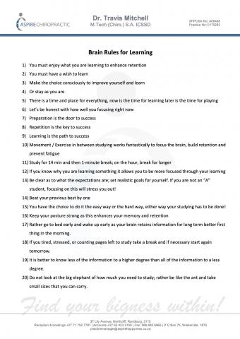Bran Rules for Learning